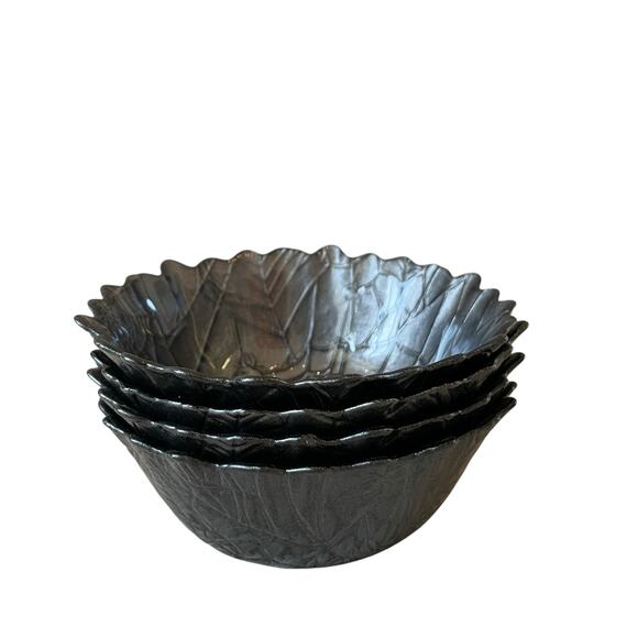 Akcam Spider Web Grey Turkish Glass 6” Halloween Bowls Set of 4 NEW - Picture 2 of 10